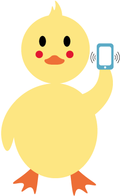 illustration poussin avec un téléphone dans la main